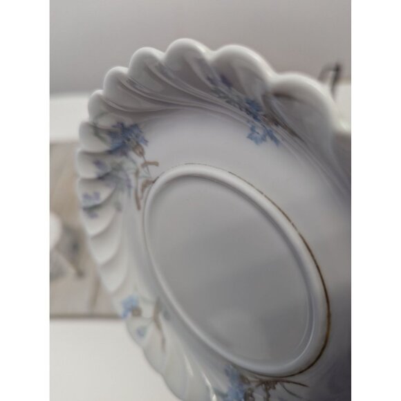 Haviland Limoges Bergere Set 2 Tea Cup and Saucer Vintage Blue Flowers France - Picture 13 of 13